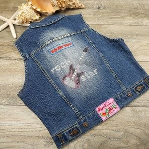 Bling Denim vest dancer rock star OOAK Sz Large Miami